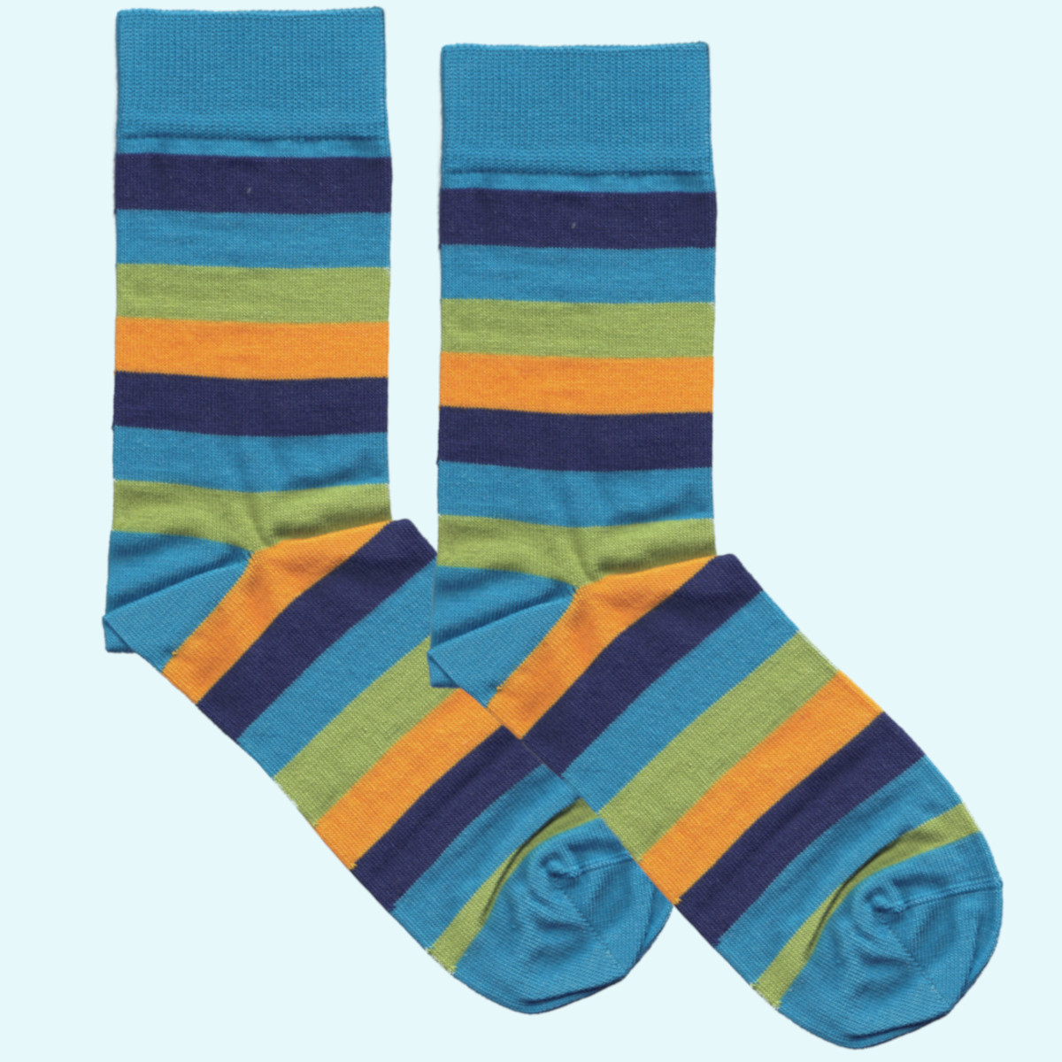 Socken für Erwachsene aus Bio Baumwolle - Grödo blau bunt geringelt Socken für Erwachsene aus Bio Baumwolle von Grödo - blau bunt geringelt