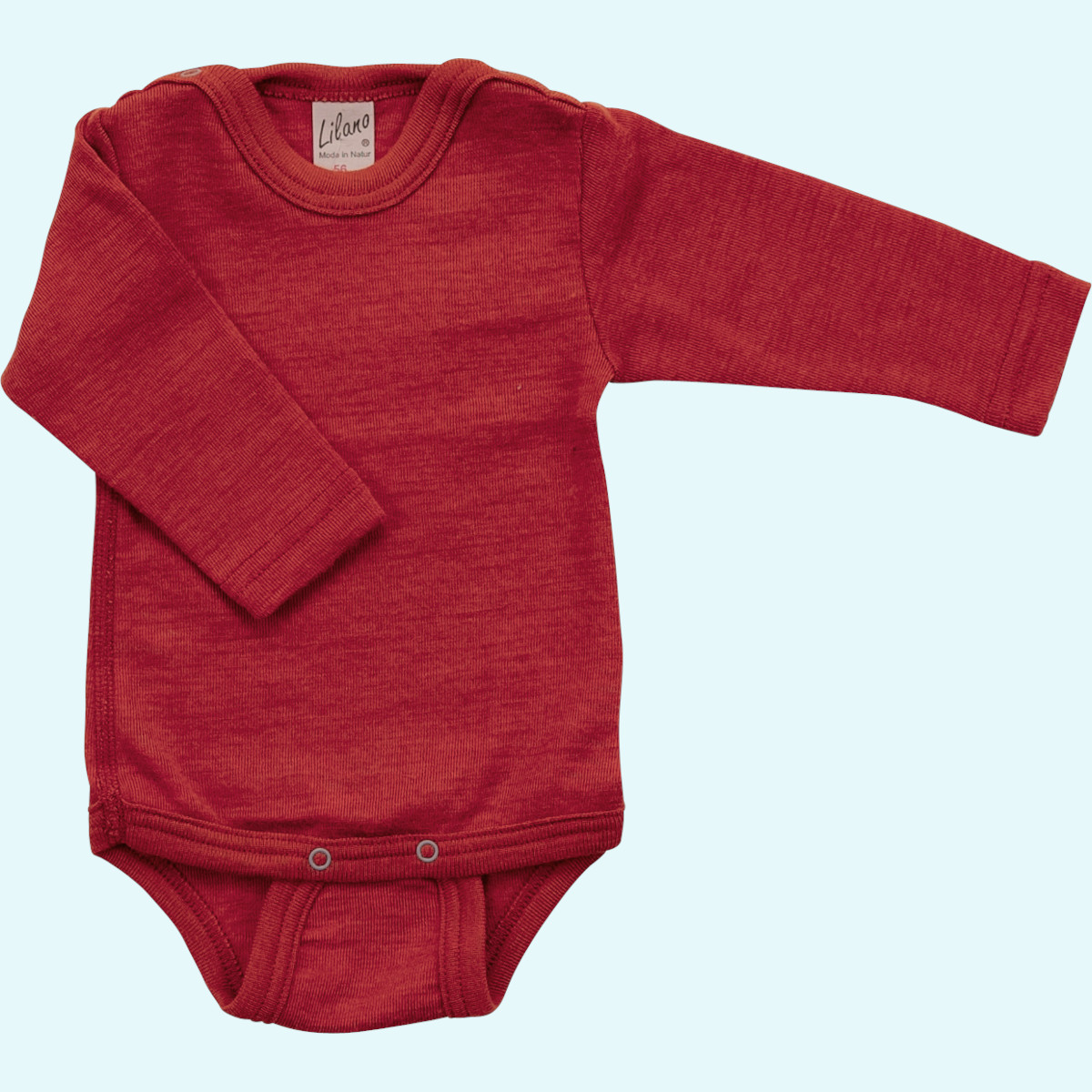 Baby-Body Wolle Seide Langarm rot GOTS