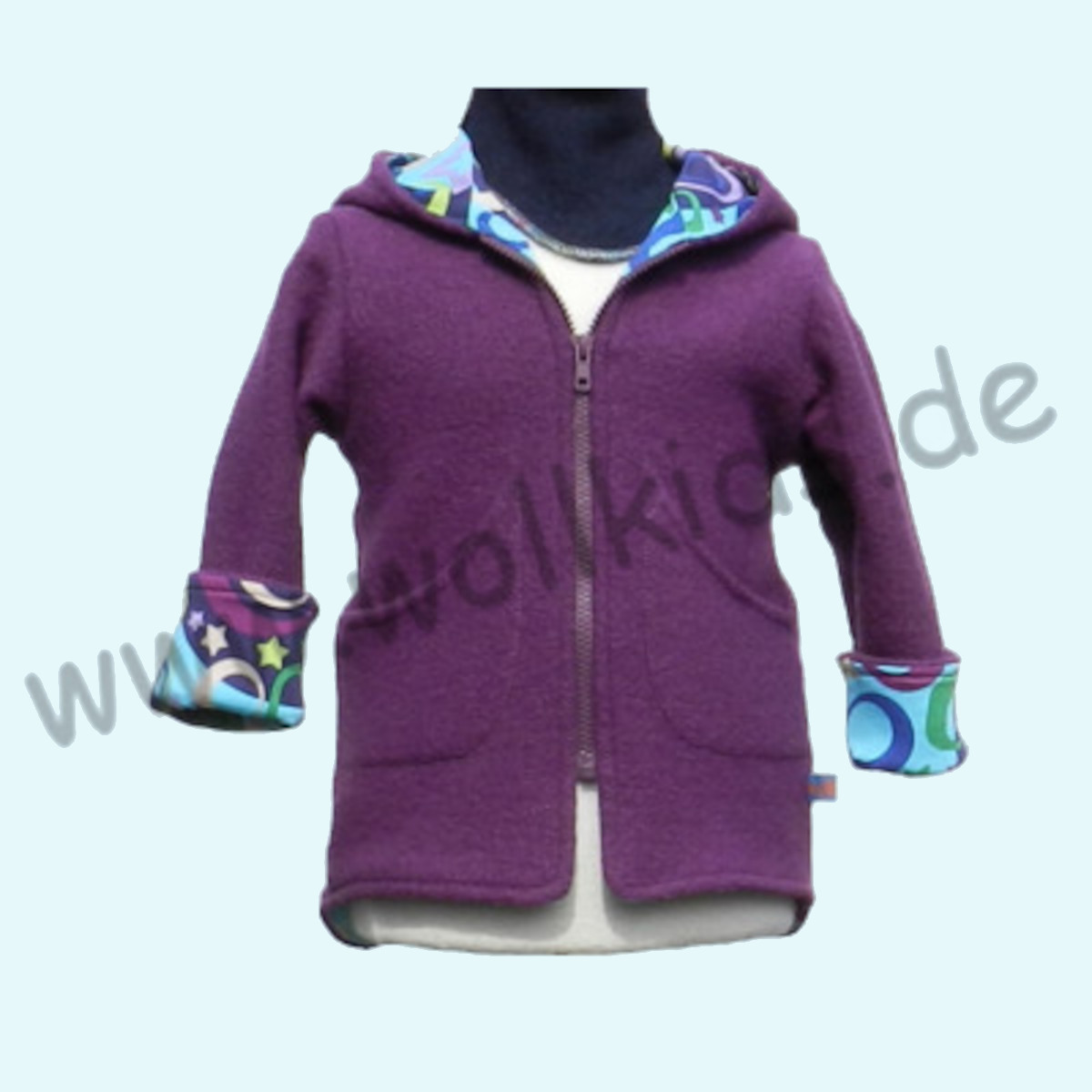 Wollkids Mädchen Walkjacke gefüttert mit Reißverschluss - lila retro Wollkids Baby Walkjacke gefüttert mit Reißverschluss für Mädchen 100% Schurwolle - lila retro