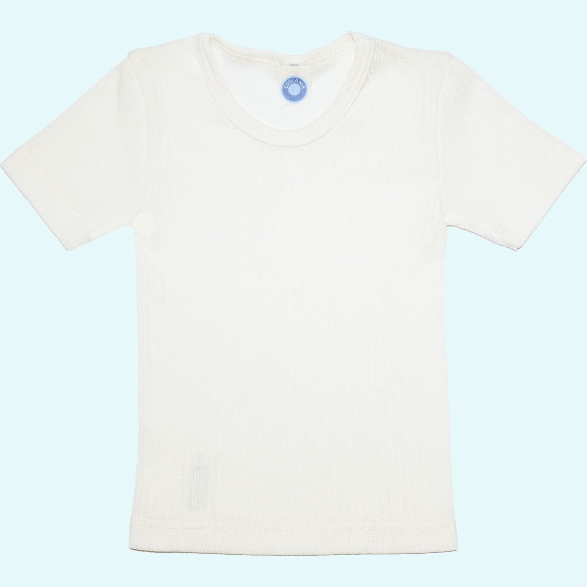 Kinder Shirt Wolle Seide Baumwolle Kurzarm natur GOTS