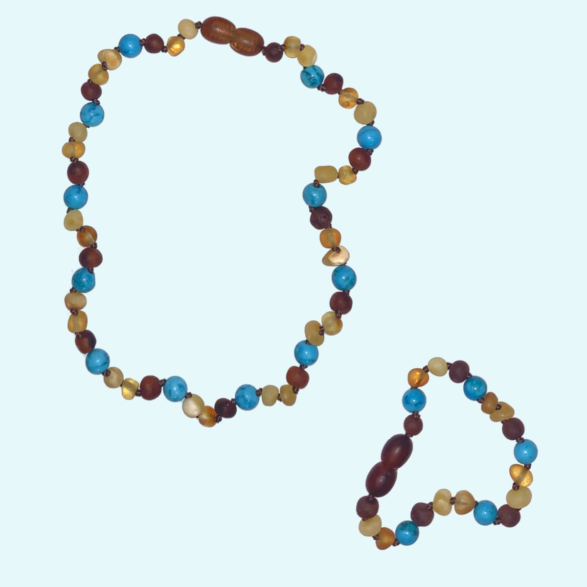 Schöne Baby & Kinder Bernsteinkette bunt - 100% Bernstein mit Türkis Echte Baby & Kinder Bernsteinkette bunt aus 100% Bernstein mit Türkis