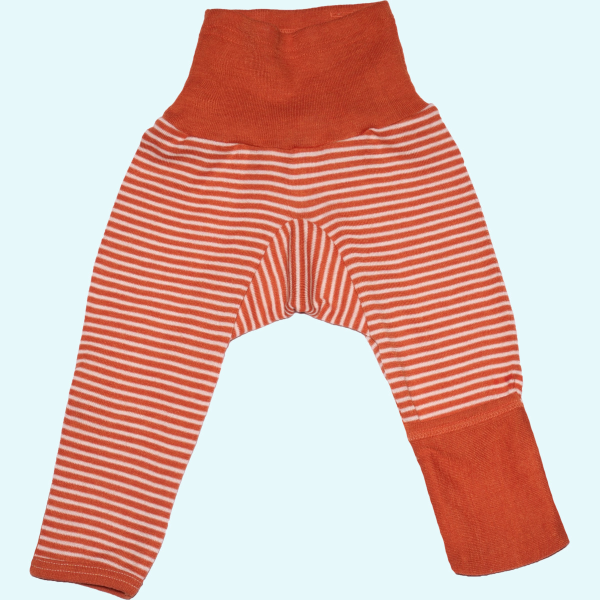 Weiche Cosilana Babyhose mit hohem Bund aus Wolle Seide Baby Pumphose - Babyhose mit hohem Nabel-Bund & Beinumschlag mitwachsend geringelt von Cosilana aus BIO merino Schurwolle/Seide - ideal im Winter GOTS