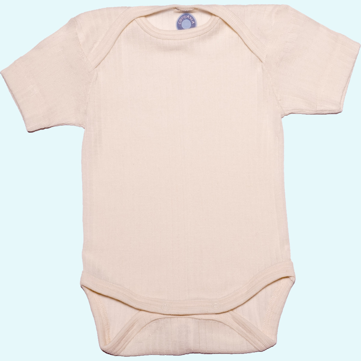 Baby Body Kurzarm Wolle Seide Baumwolle natur GOTS