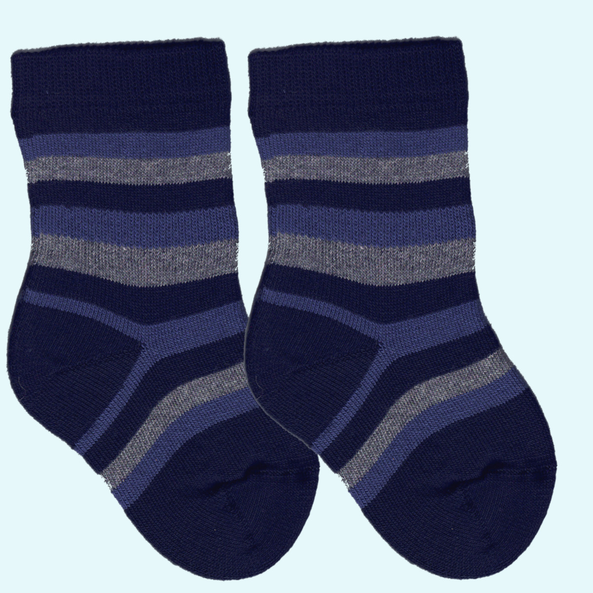 Warme Frottee Socken für Kinder aus Bio Baumwolle - Grödo blau Ringel Dicke & warme Frottee Socken für Kinder aus Bio Baumwolle von Grödo - Farbe blau geringelt