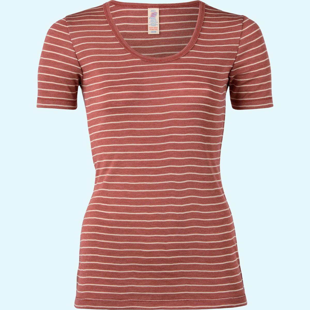 Damen Shirt kurzarm Wolle Seide farbig geringelt GOTS
