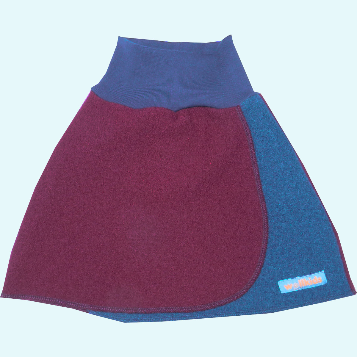 Süßer Wollkids Kinder Wollrock kurz/midi aus 100% Wollwalk rot/blau Süßer Wollkids Kinder Wollrock Wickelrock kurz/midi aus 100% Wollwalk für den Sommer & Winter - Farbe rot/blau