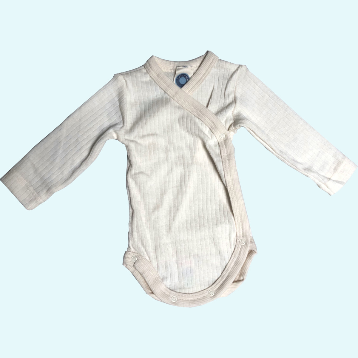 Baby Wickelbody langarm aus Wolle-Seide-Baumwolle - Cosilana natur Baby Wickelbody langarm aus Wolle-Seide-Baumwolle von Cosilana - Farbe natur