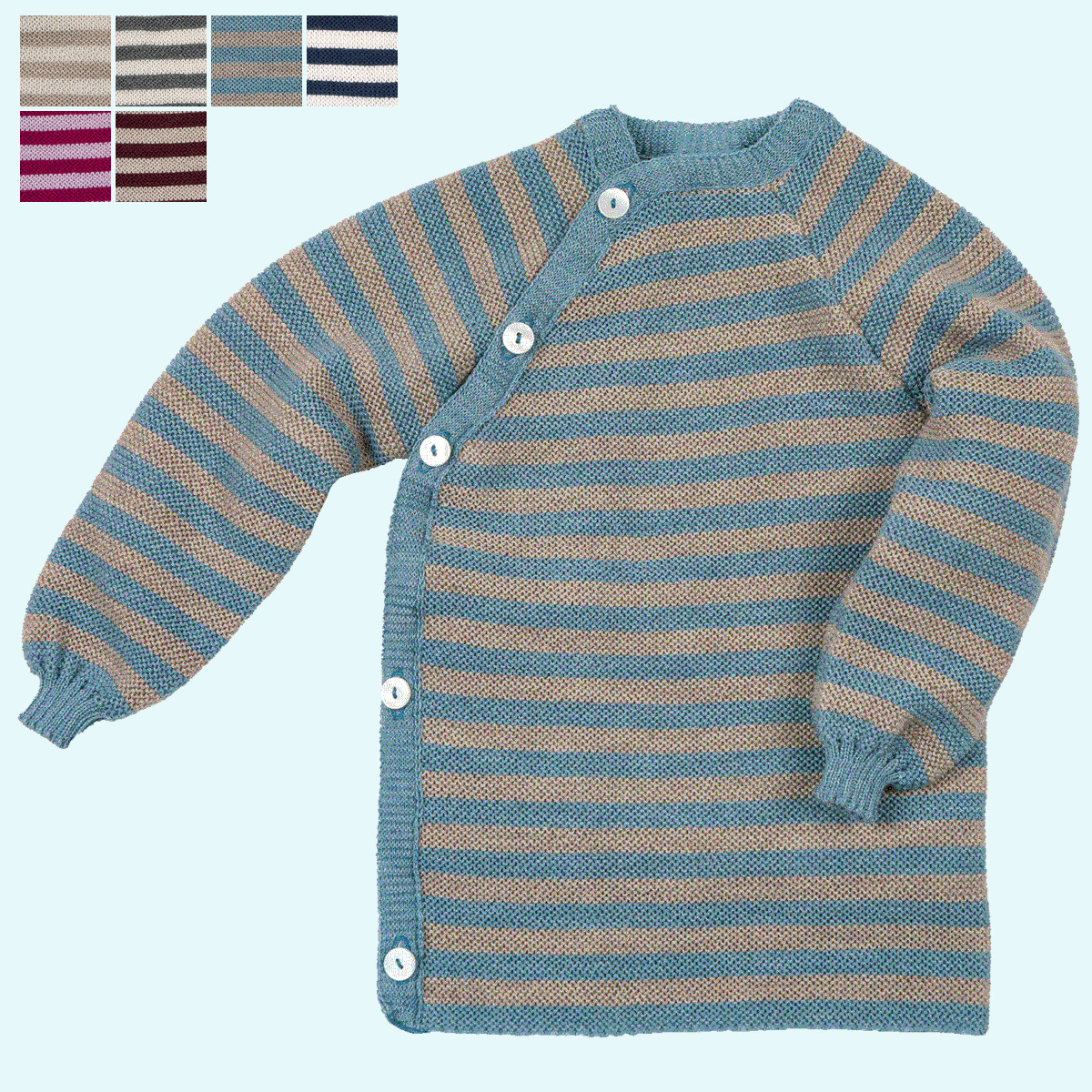 Schlüttli ❄ Wickelpulli ❄ Wickeljacke aus BIO Schurwolle - Ringel - GOTS