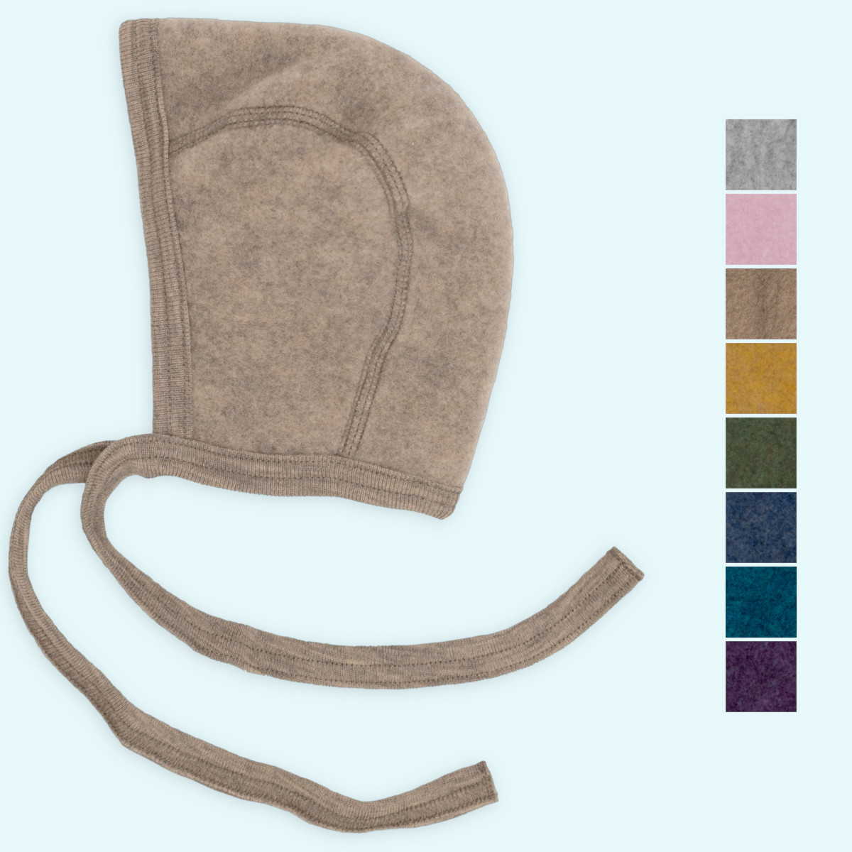 Engel Baby Mütze Wollfleece Baby Häubchen Wollfleece farbig uni IVN BEST