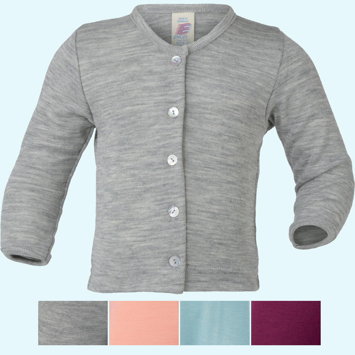 Baby Cardigan Wolle Seide farbig uni GOTS