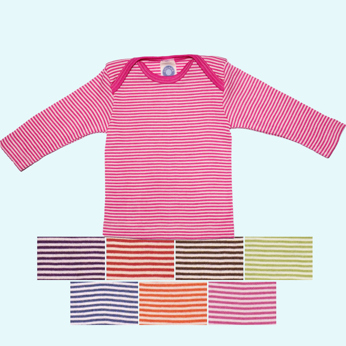 Kuscheliges Cosilana Baby Schlupfhemd Merinowolle Seide Baby langarm Schlupfhemd-Shirt geringelt von Cosilana aus BIO merino Schurwolle/Seide - ideal im Winter & bei empfindlicher Haut GOTS