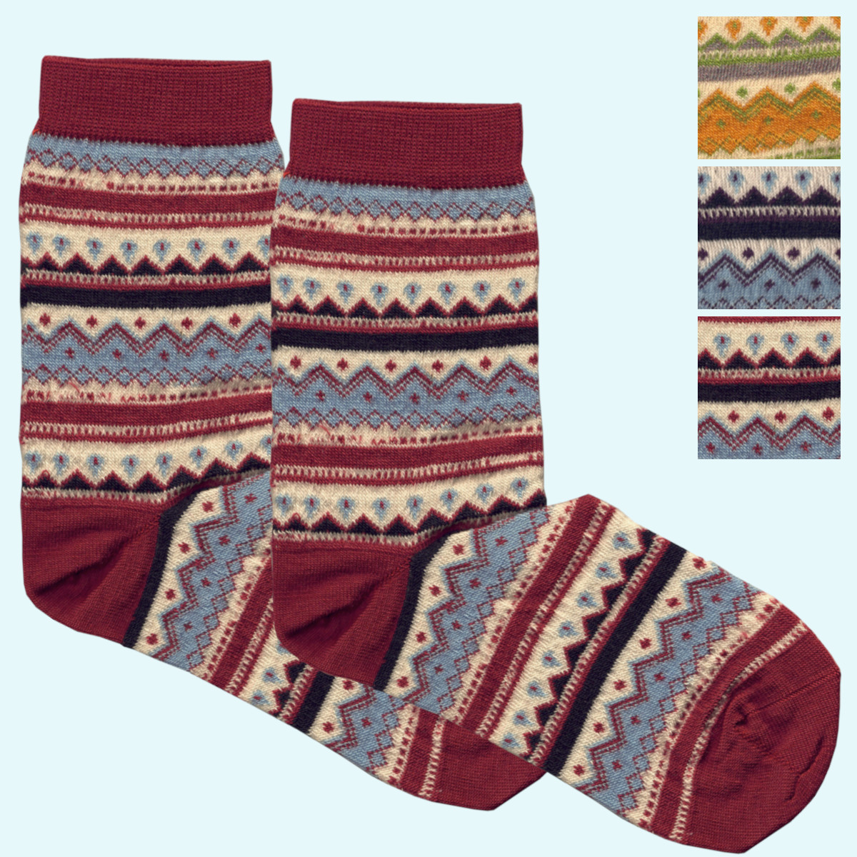 Tolle Damen Socken im Norweger Design - kbT Schurwolle / kbA Baumwolle
