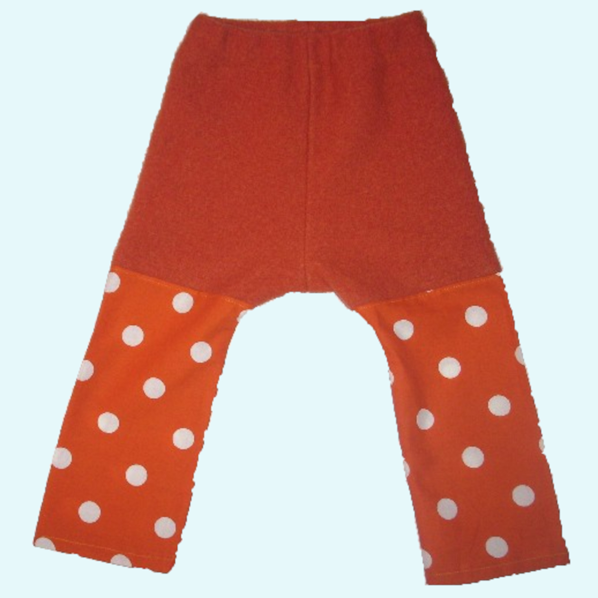Wollkids Baby Sommer Wollüberhose lang für Stoffwindel 100% Wollwalk SALE Wollkids Baby Sommer Windel Wollüberhose lang für Stoffwindeln aus 100% Wollwalk - orange Punkte