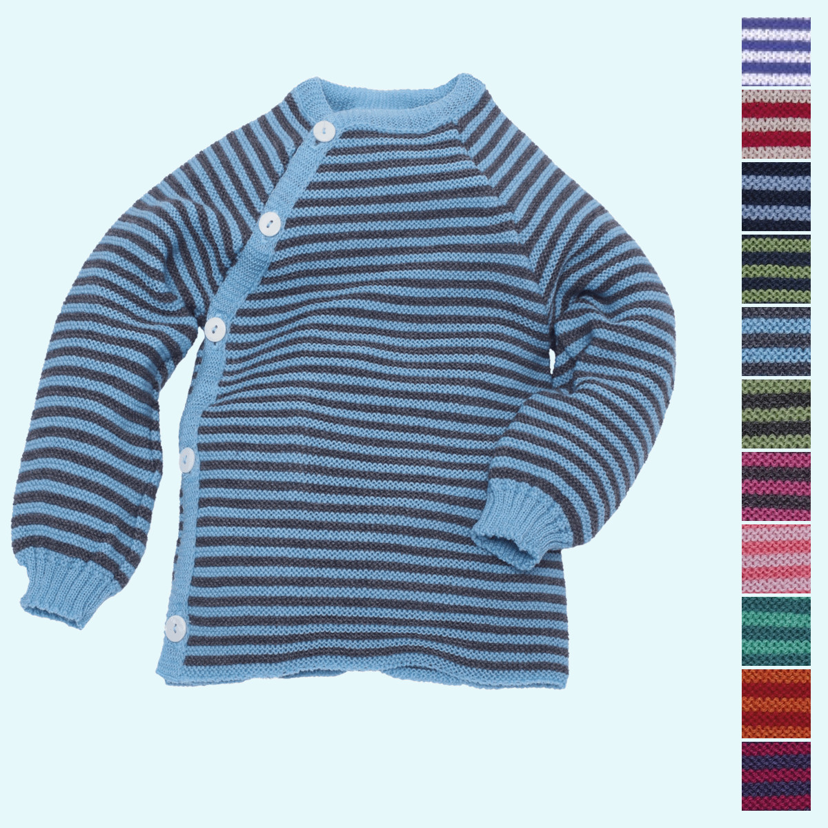 SALE: Schlüttli ❄ Wickelpulli ❄ Wickeljacke aus BIO Schurwolle - Ringel - GOTS