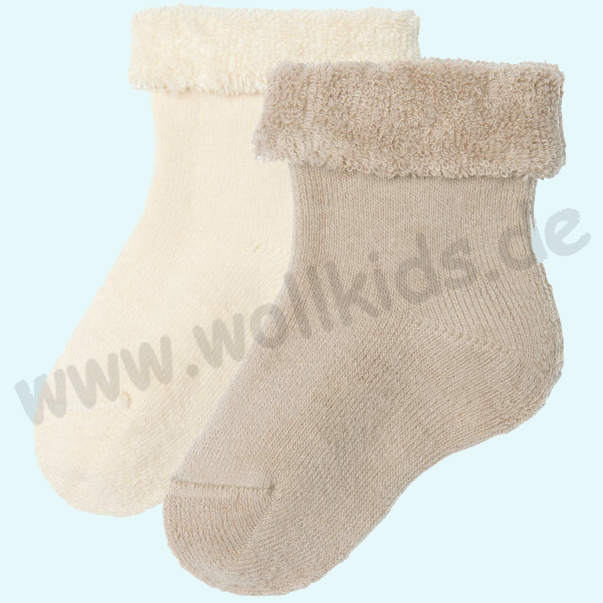 Kuschelweiche Baby Frottee-Plüschsocken aus reiner BIO Baumwolle 2er Pack von Livingcrafts