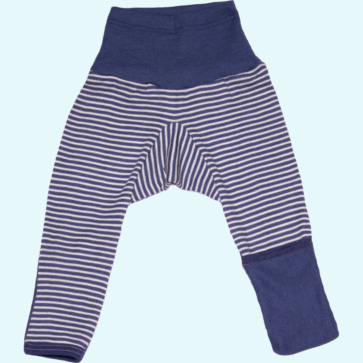 Weiche Cosilana Babyhose mit hohem Bund aus Wolle Seide Baby Pumphose - Babyhose mit hohem Nabel-Bund & Beinumschlag mitwachsend geringelt von Cosilana aus BIO merino Schurwolle/Seide - ideal im Winter GOTS