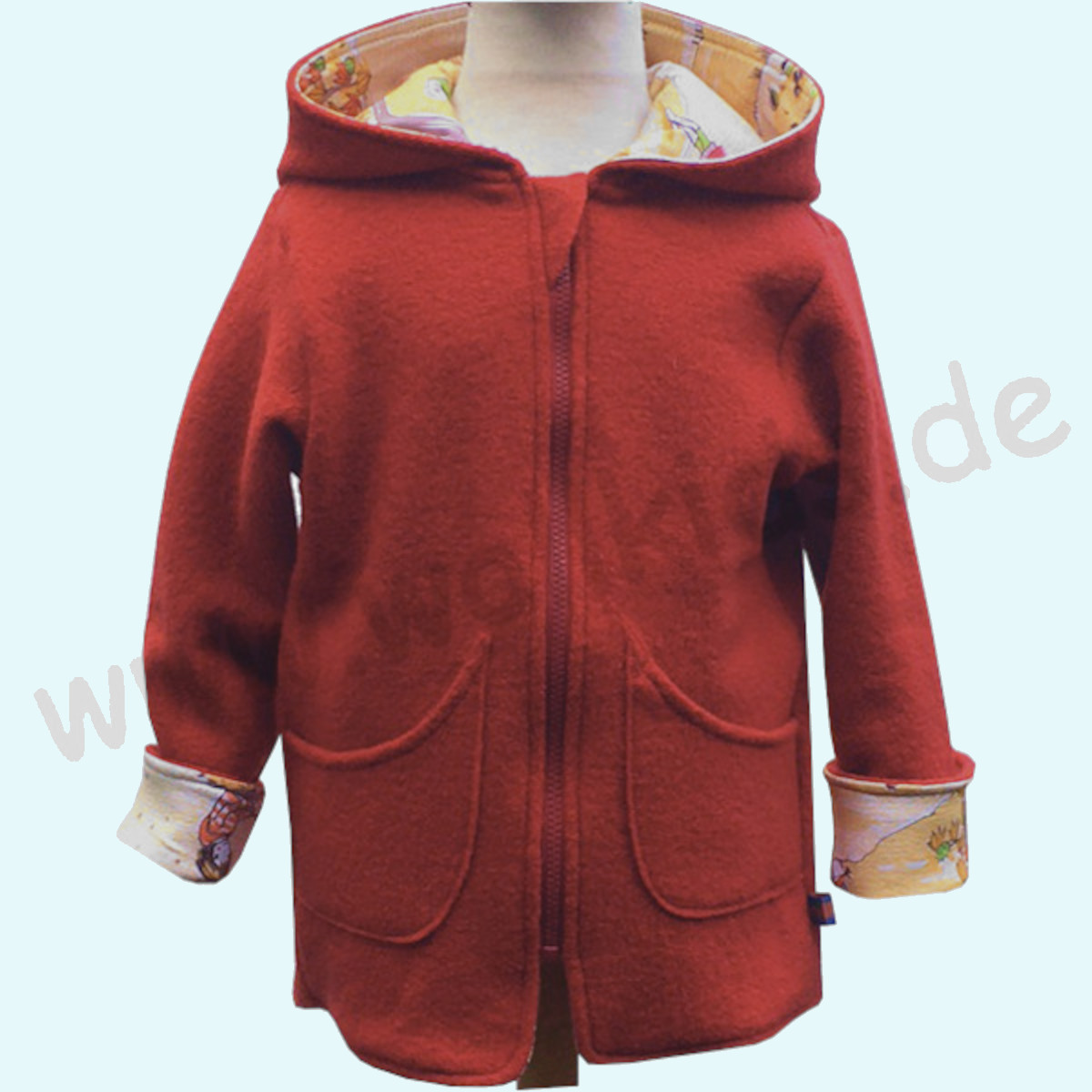 Wollkids Kinder Wollwalk Jacke gefüttert 100% Wolle - rot herbstabenteuer Wollkids Baby & Kinder Wollwalk Jacke gefüttert mit Reißverschluss & Kapuze 100% Schurwolle - rot