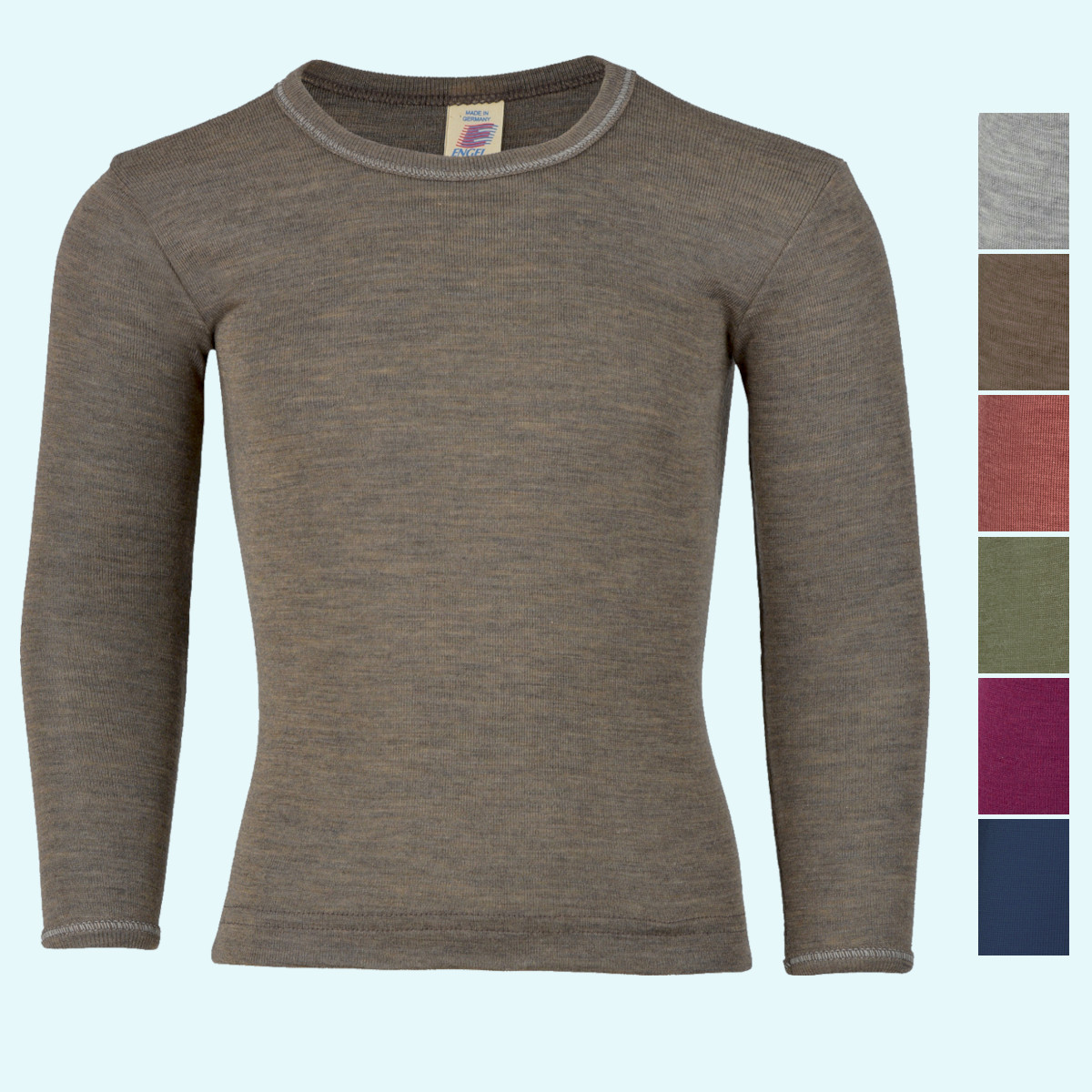 Kinder Shirt langarm Wolle Seide farbig uni GOTS Kinder Shirt langarm Wolle Seide farbig uni GOTS