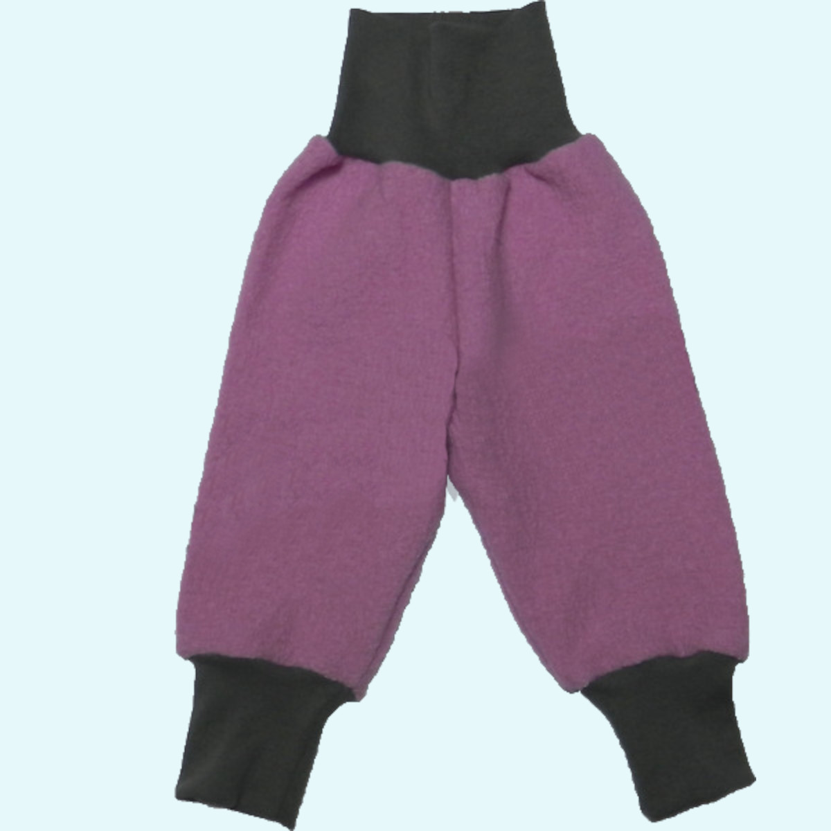 Wollkids Mädchen Wollwalk Hose mit Nabelbund 100% Bio Baumwolle rosa Warme Wollkids Baby & Kinder Wollwalk Hose mit Nabelbund aus 100% Bio Baumwolle für Mädchen - Farbe rosa/grau