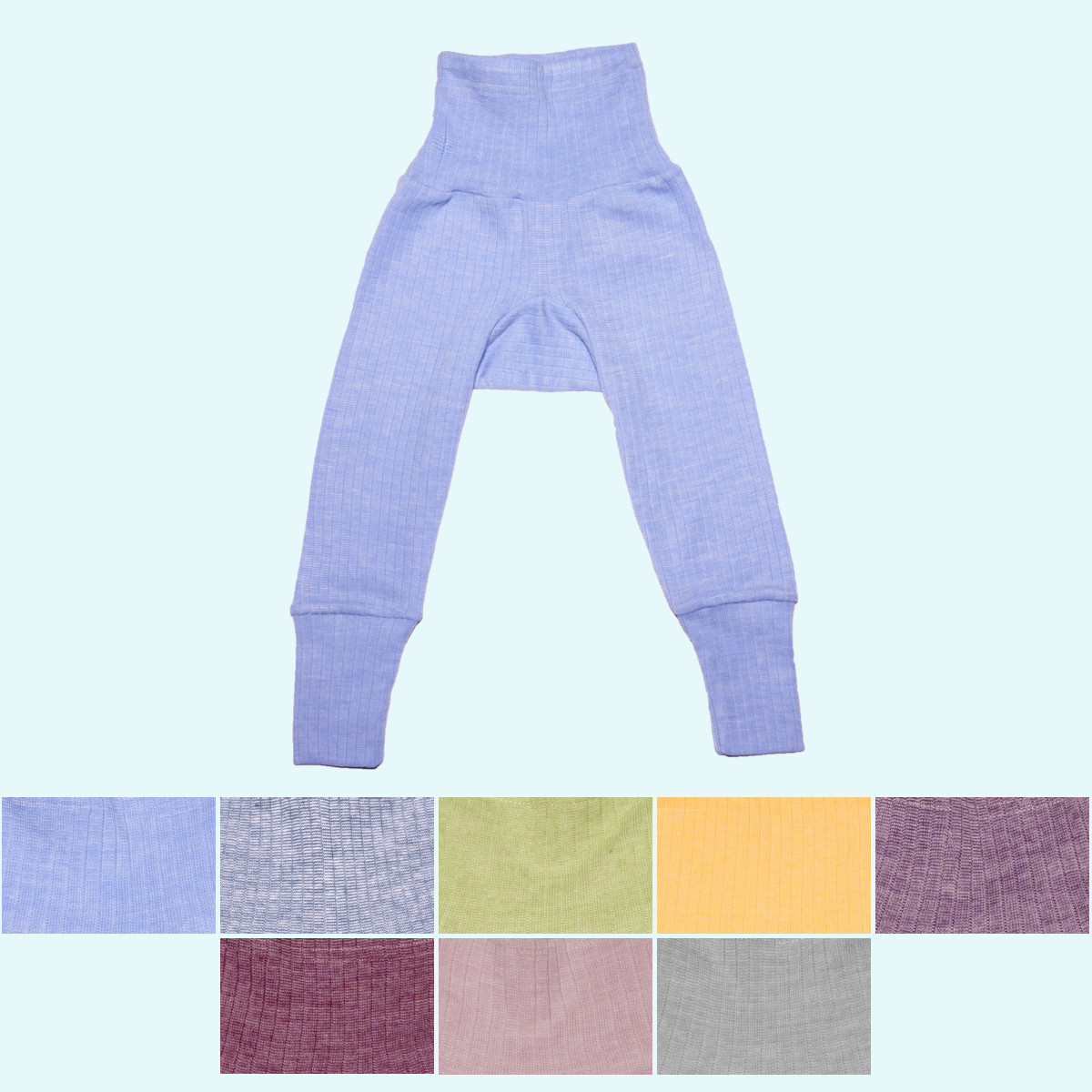 Baby Hose mit Nabelbund Wolle Seide Baumwolle farbig uni GOTS