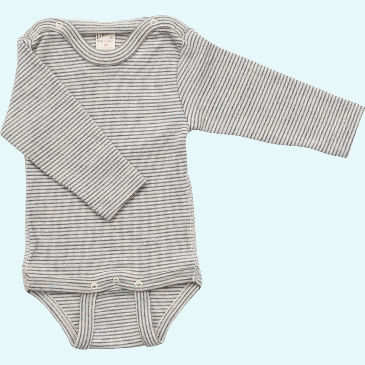 Wolle-Seide Baby Body von Lilano Baby-Body Wolle Seide Langarm farbig geringelt GOTS