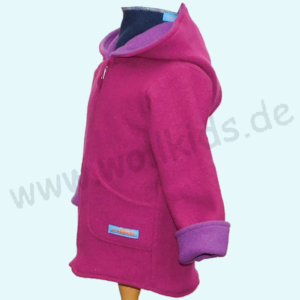 Mädchen Walkjacke aus 100% Schurwolle - Wollkids lila/beere Doubleface Walkjacke für Mädchen aus 100% Schurwolle von Wollkids - Farbe lila/beere