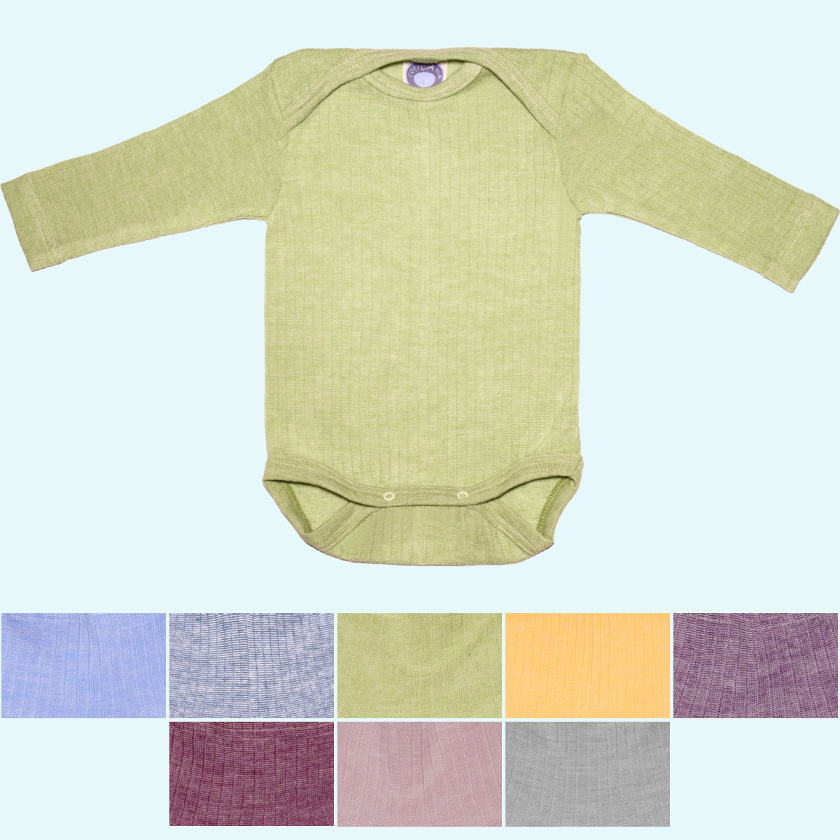 Baby Body Langarm Wolle Seide Baumwolle farbig uni GOTS