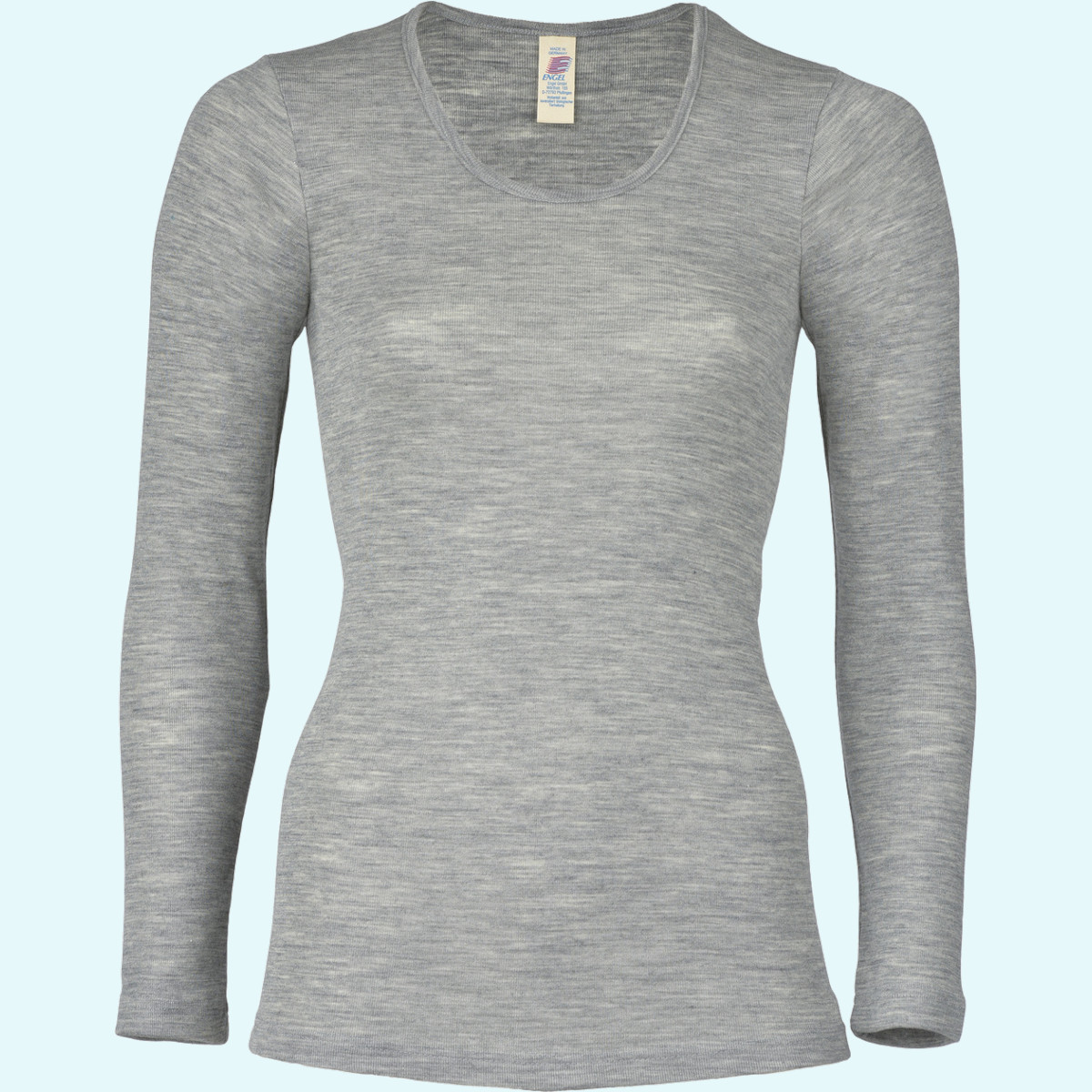 Damen Shirt langarm Wolle Seide farbig uni GOTS