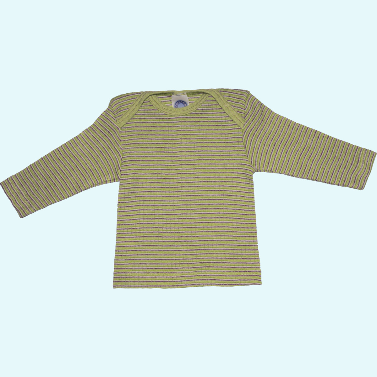 Baby Schlupfhemd langarm aus Wolle-Seide-Baumwolle - Cosilana Langarm Schlupfhemd für Babys aus Wolle-Seide-Baumwolle von Cosilana - geringelt