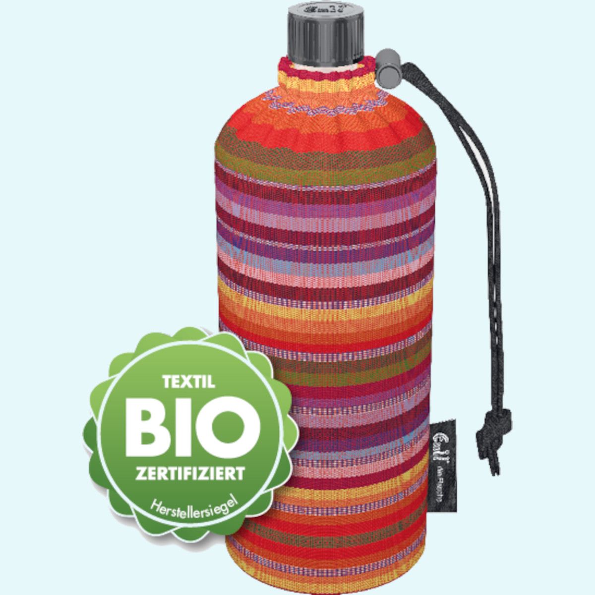 Große 0,75l Emil Glas-Trinkflasche mit Blume des Lebens Große 0,75 Liter Emil die Flasche Glasflasche für Kinder & Erwachsene mit Blume des Lebens & Isolierbehälter - Die gesunde Trinkflasche