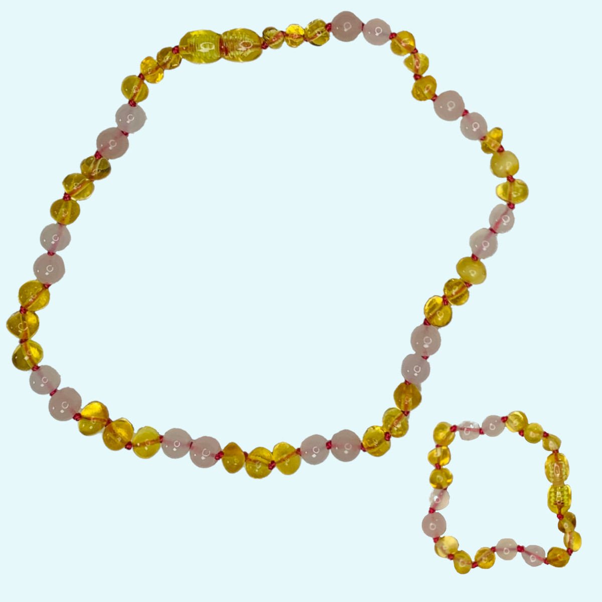 Schöne Baby & Kinder Bernsteinkette bunt - 100% Bernstein mit Türkis Echte Baby & Kinder Bernsteinkette bunt aus 100% Bernstein mit Türkis
