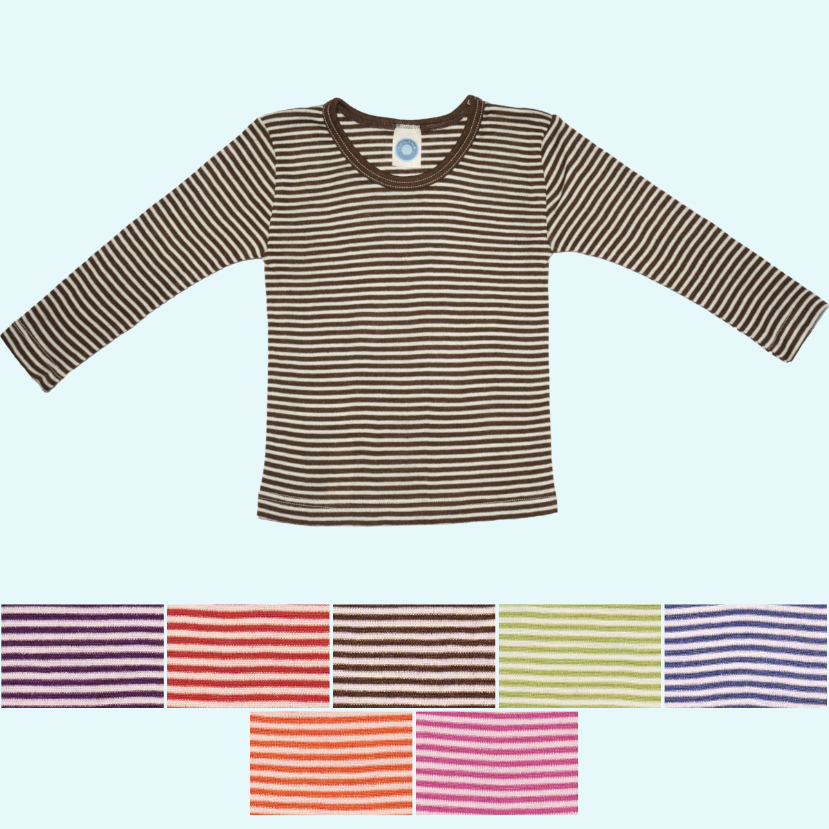 Süßes Kinder Shirt langarm aus Wolle/Seide - Cosilana Kinder Langarmshirt geringelt aus Wolle/Seide von Cosilana