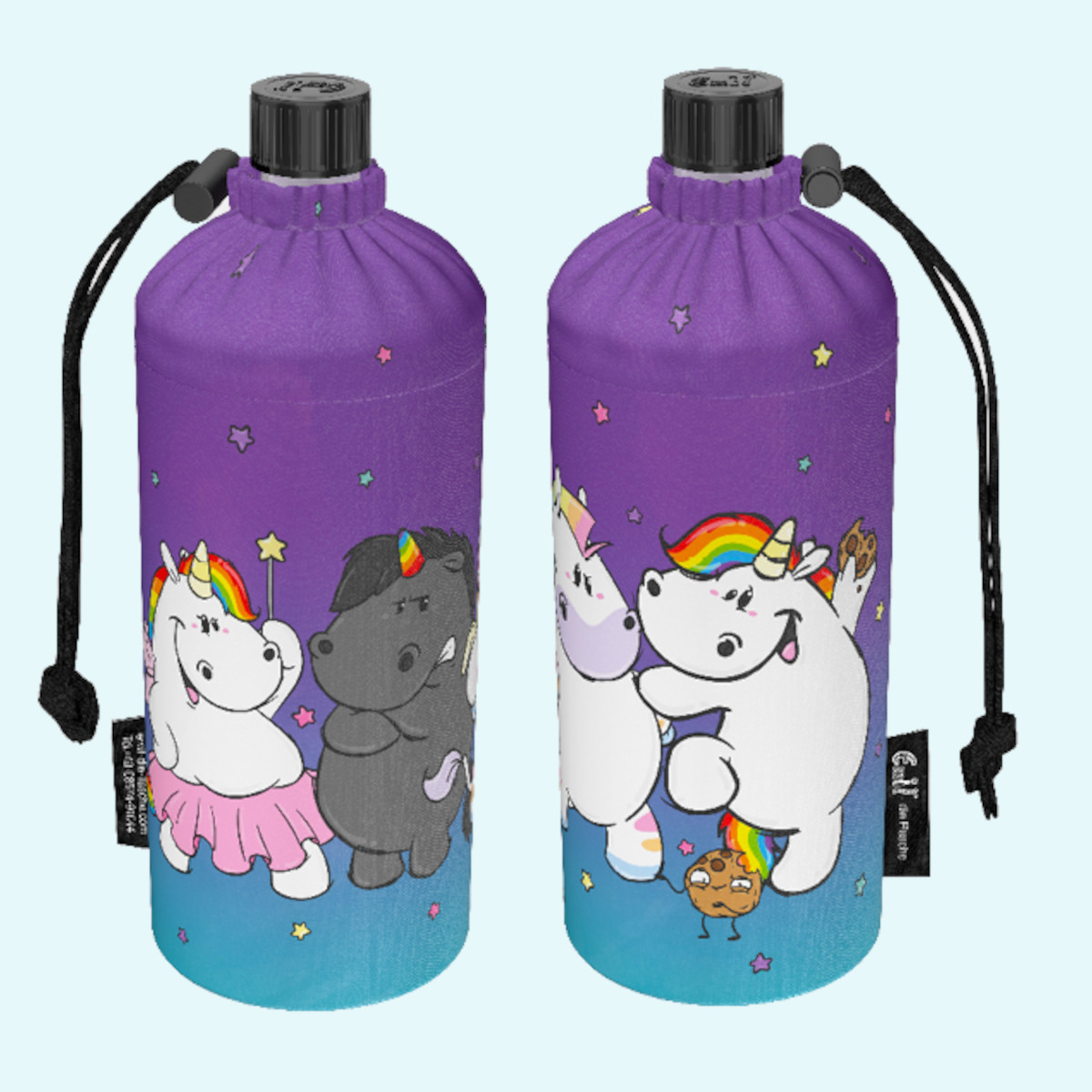 Emil Kinder Trinkflaschen mit Blume des Lebens Schule Emil die Flasche - Kinder Glas-Trinkflaschen für die Schule mit Blume des Lebens & Isolier-Behälter - Die gesunde Trinkflasche