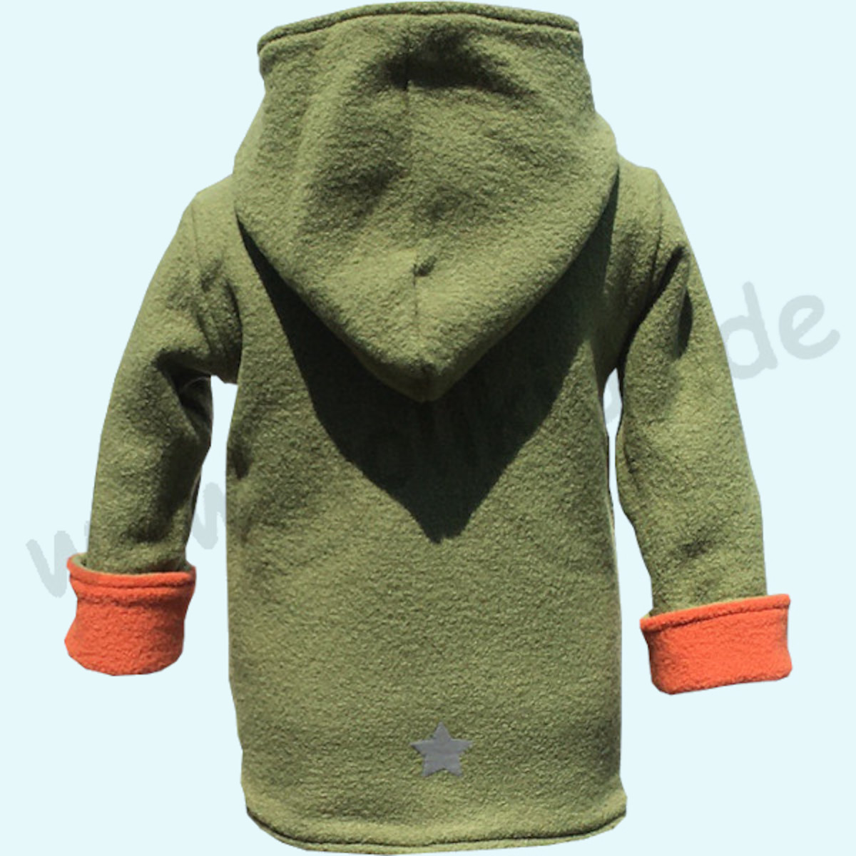 Kinder Wollwalkjacke aus 100% Schurwolle - Wollkids orange/grün Doubleface Wollwalkjacke für Kinder aus 100% Schurwolle von Wollkids - Farbe orange/grün