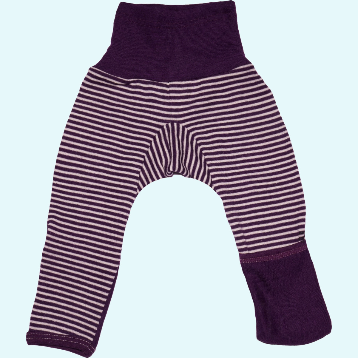 Weiche Cosilana Babyhose mit hohem Bund aus Wolle Seide Baby Pumphose - Babyhose mit hohem Nabel-Bund & Beinumschlag mitwachsend geringelt von Cosilana aus BIO merino Schurwolle/Seide - ideal im Winter GOTS