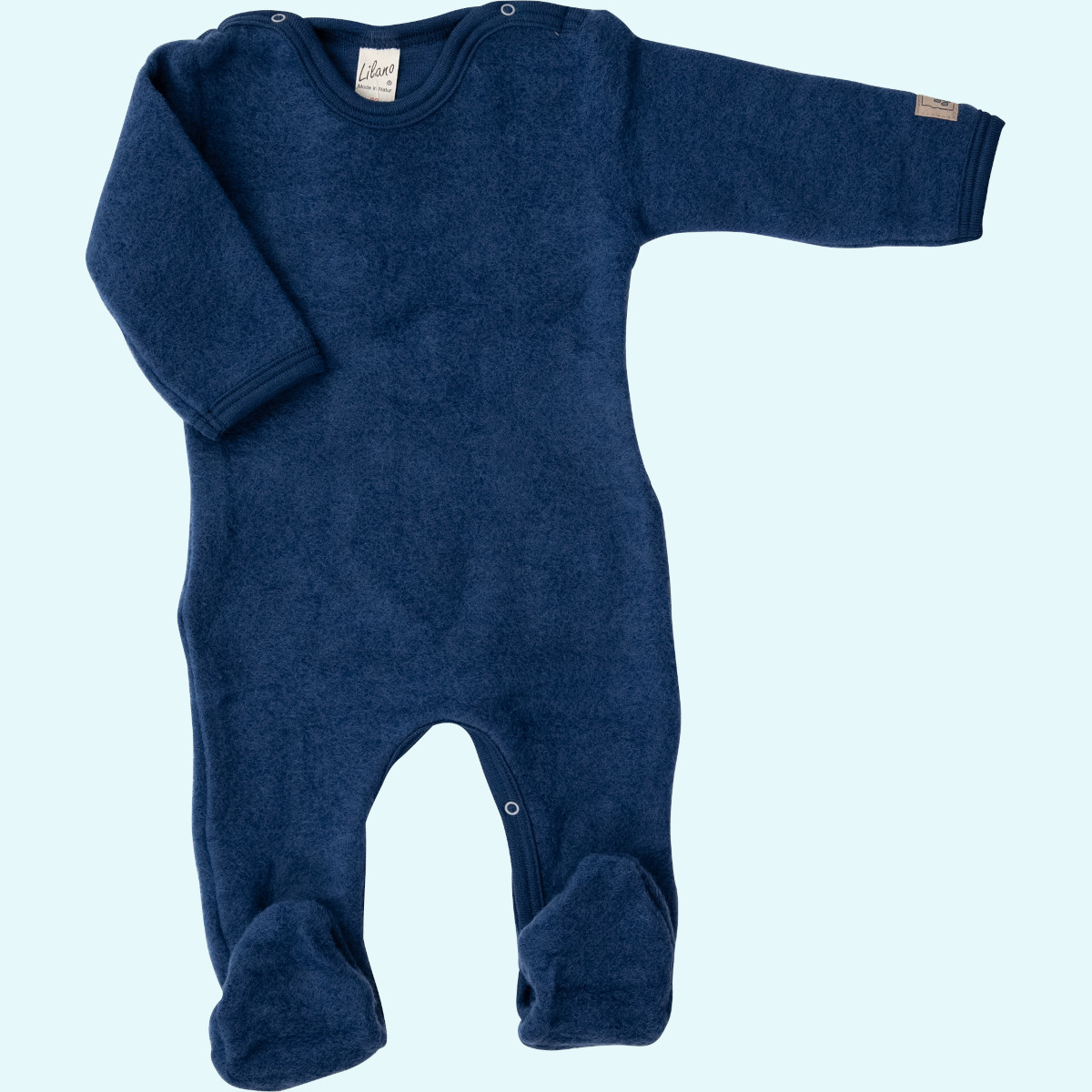 Weicher Lilano Baby Overall mit Fuß aus Schurwoll-Frotte-Plüsch  Dicker, warmer Baby & Kinder Wagenanzug Overall mit Fuß aus BIO merino Schurwoll-Frottee-Plüsch von Lilano