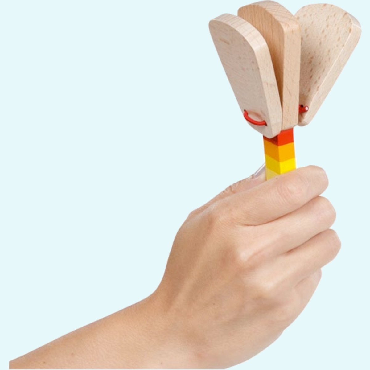 Süße Regenbogen Kastagnetten aus Holz für Kinder ab 3 Jahre von Goki Süße Regenbogen Kastagnetten aus Holz für Kinder ab 3 Jahre von Goki