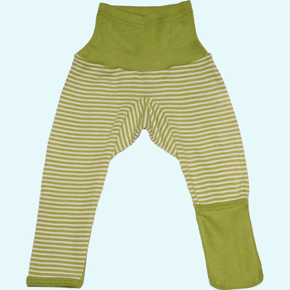 Weiche Cosilana Babyhose mit hohem Bund aus Wolle Seide Baby Pumphose - Babyhose mit hohem Nabel-Bund & Beinumschlag mitwachsend geringelt von Cosilana aus BIO merino Schurwolle/Seide - ideal im Winter GOTS