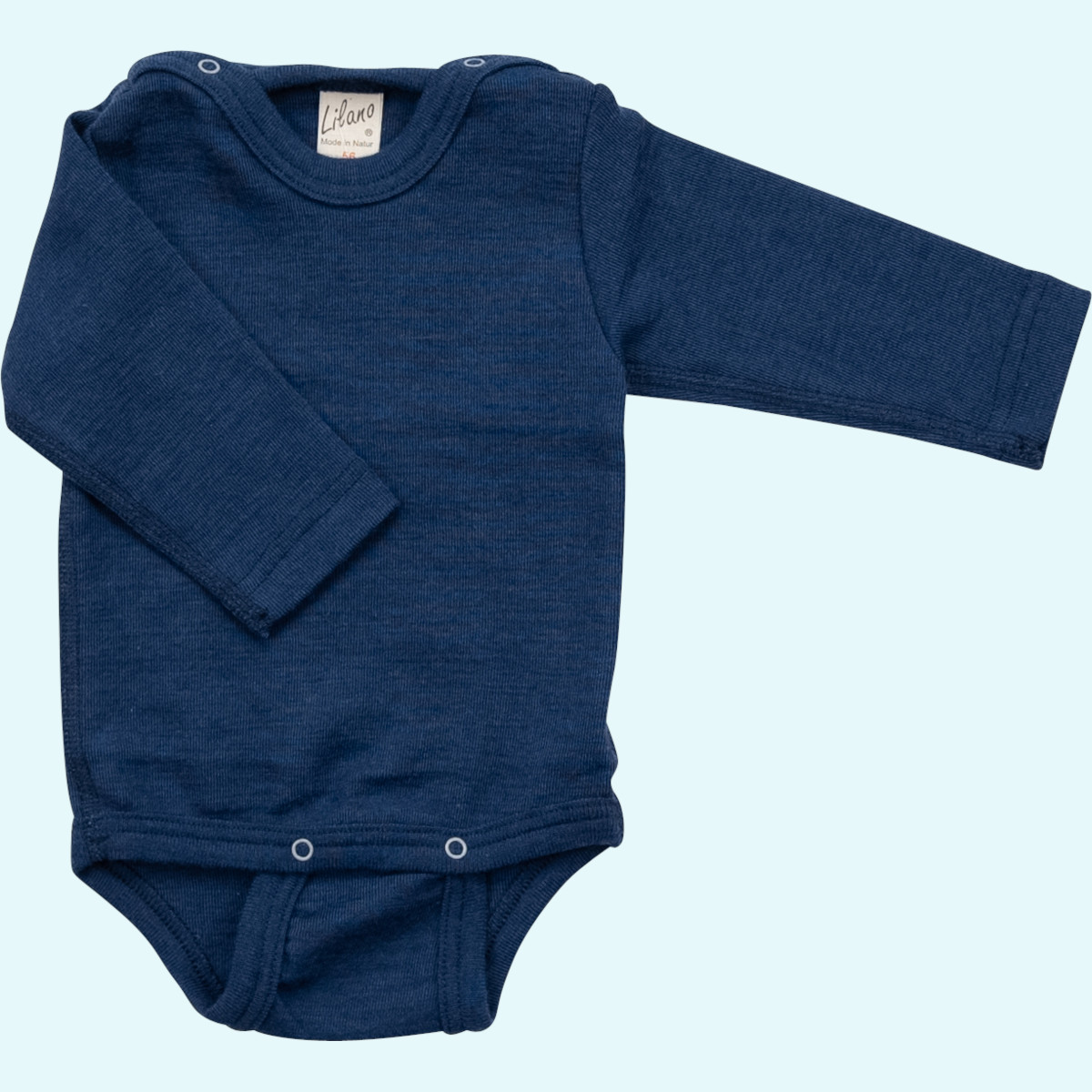 Baby Body aus Wolle Seide von Lilano Baby-Body Wolle Seide Langarm farbig uni GOTS