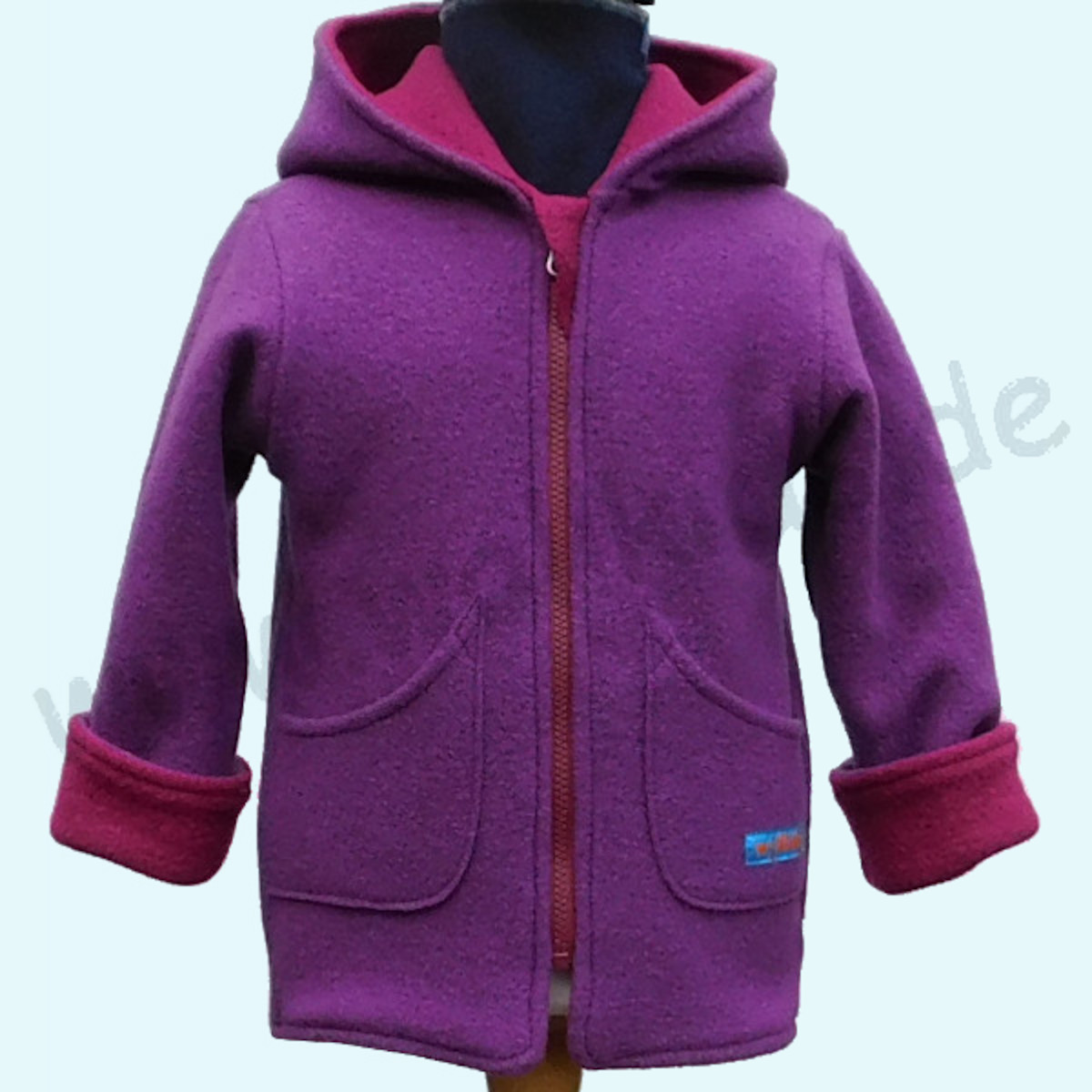 Mädchen Walkjacke aus 100% Schurwolle - Wollkids lila/beere Doubleface Walkjacke für Mädchen aus 100% Schurwolle von Wollkids - Farbe lila/beere