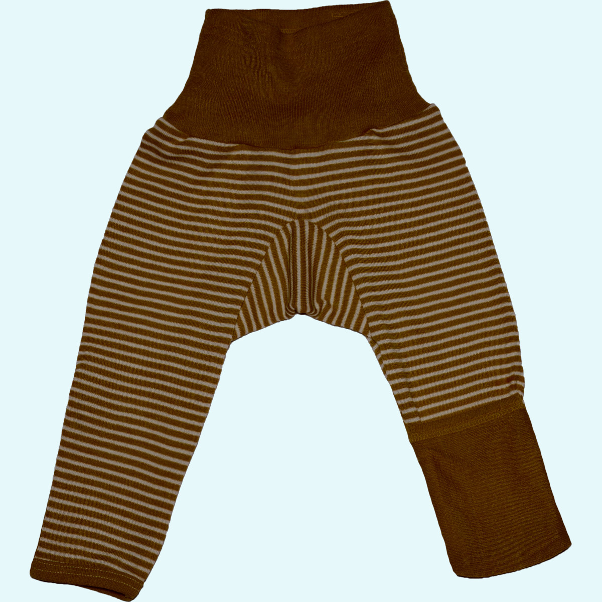 Weiche Cosilana Babyhose mit hohem Bund aus Wolle Seide Baby Pumphose - Babyhose mit hohem Nabel-Bund & Beinumschlag mitwachsend geringelt von Cosilana aus BIO merino Schurwolle/Seide - ideal im Winter GOTS