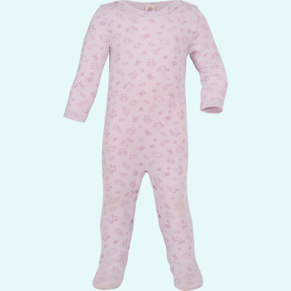 Warmer Baby Overall mit Fuß aus Merino Wolle/Seide Engel SALE - Schlafanzug einteiler - langarm Overall mit Fuß für Babys von Engel aus BIO merino Schurwolle/Seide magnolie & pastellmint - ideal im Winter & für empfindliche Haut GOTS