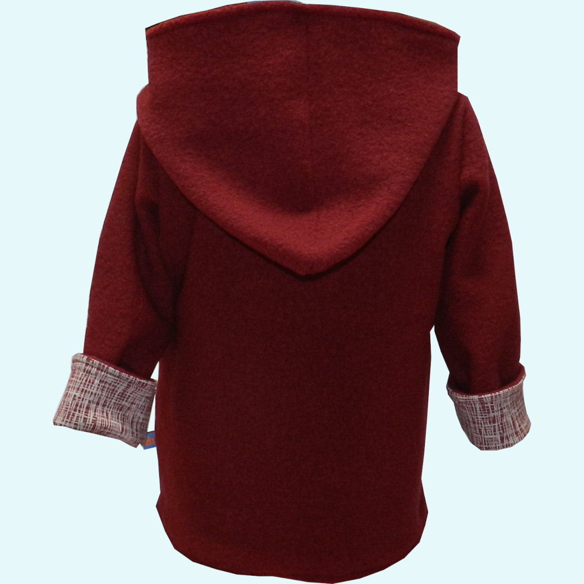 Wollkids Kinder Wollwalkjacke gefüttert 100% Wolle - rot mit Strichen Wollkids Baby & Kinder Wollwalkjacke gefüttert mit Reißverschluss & Kapuze aus 100% Schurwolle - rot mit Strichen