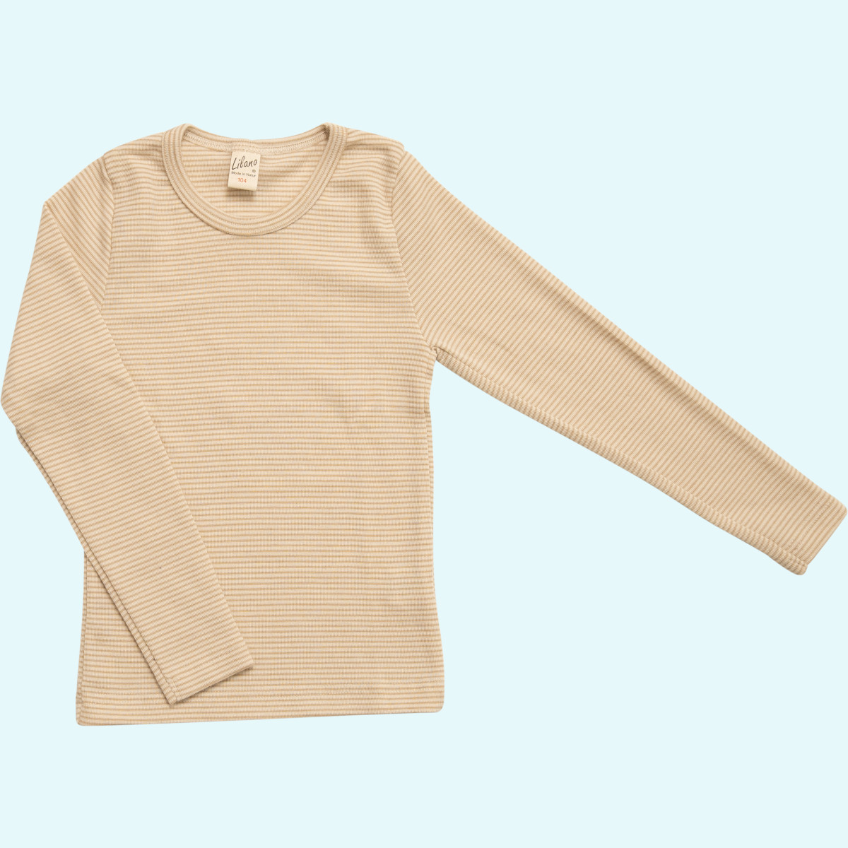 Wolle/Seide Shirt für Kinder von Lilano Kinder Shirt - Pulli Wolle Seide Langarm farbig geringelt GOTS
