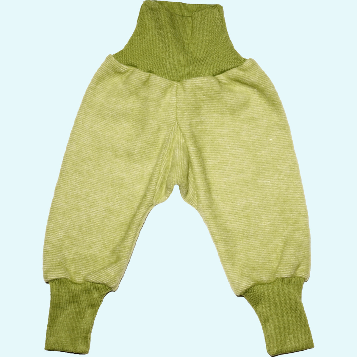 Lindgrüne Wollleece Pumphose für Babys von Cosilana Wollfleece Hose mit hohem Bund/Pumphose für Babys & Kinder mitwachsend von Cosilana aus BIO merino Schurwolle & Baumwolle - ideal im Winter & für empfindliche Haut GOTS