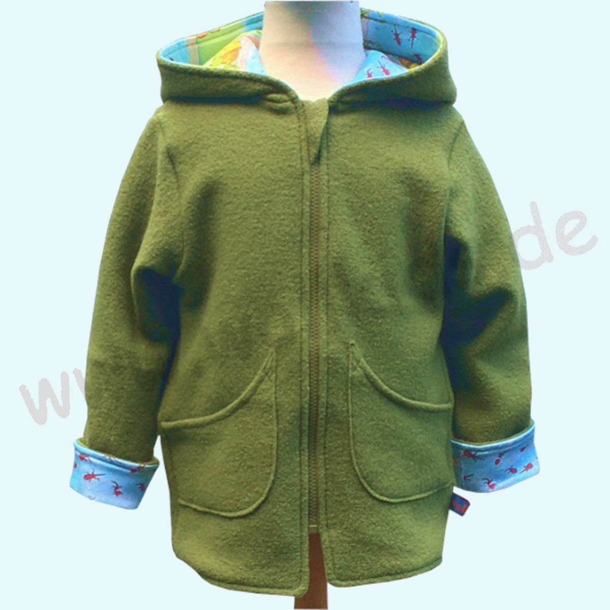 Wollkids Kinder Walkjacke gefüttert 100% Schurwolle - grün Wollkids Baby & Kinder Walkjacke gefüttert aus 100% Schurwolle - grün mit Fröschen