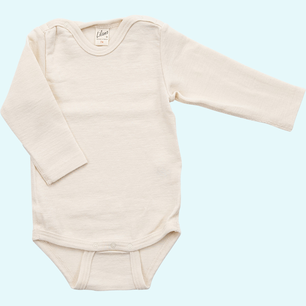 Baby-Body Wolle Seide Langarm natur GOTS