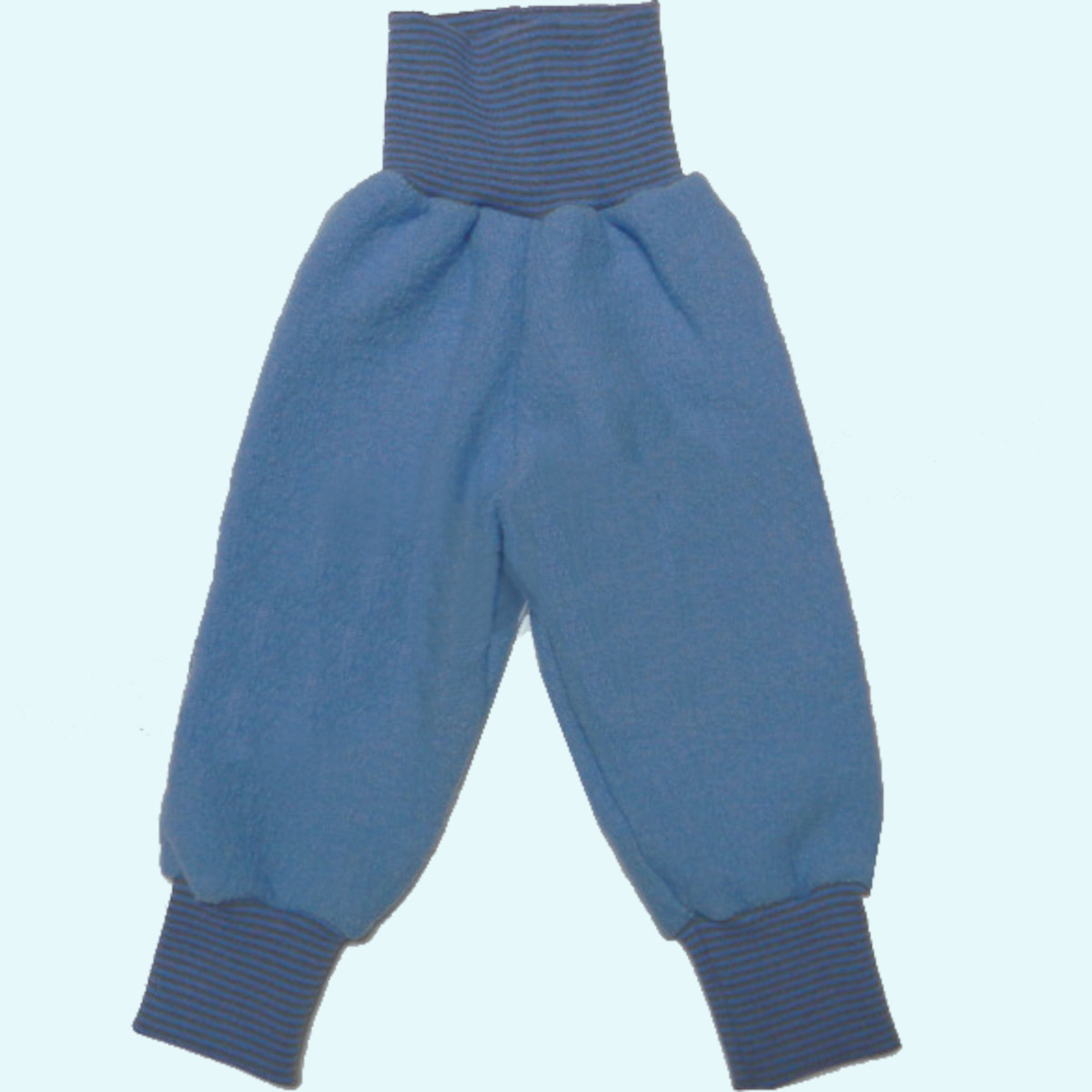 Wollkids Kinder Wollwalk Pumphose 100% Wolle & Bio Baumwolle blau grau Warme Wollkids Baby & Kinder Wollwalk Pumphose mitwachsend aus 100% Wolle & Bio Baumwolle - Farbe blau grau