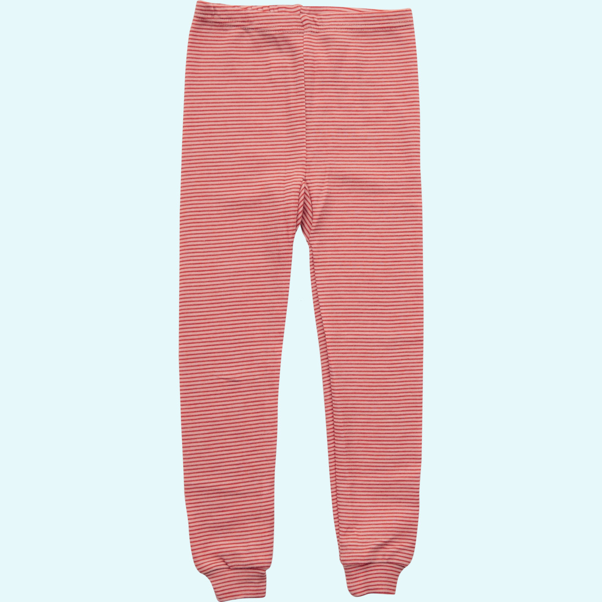 Kinder Leggin lange Unterhose Wolle Seide rot geringelt GOTS