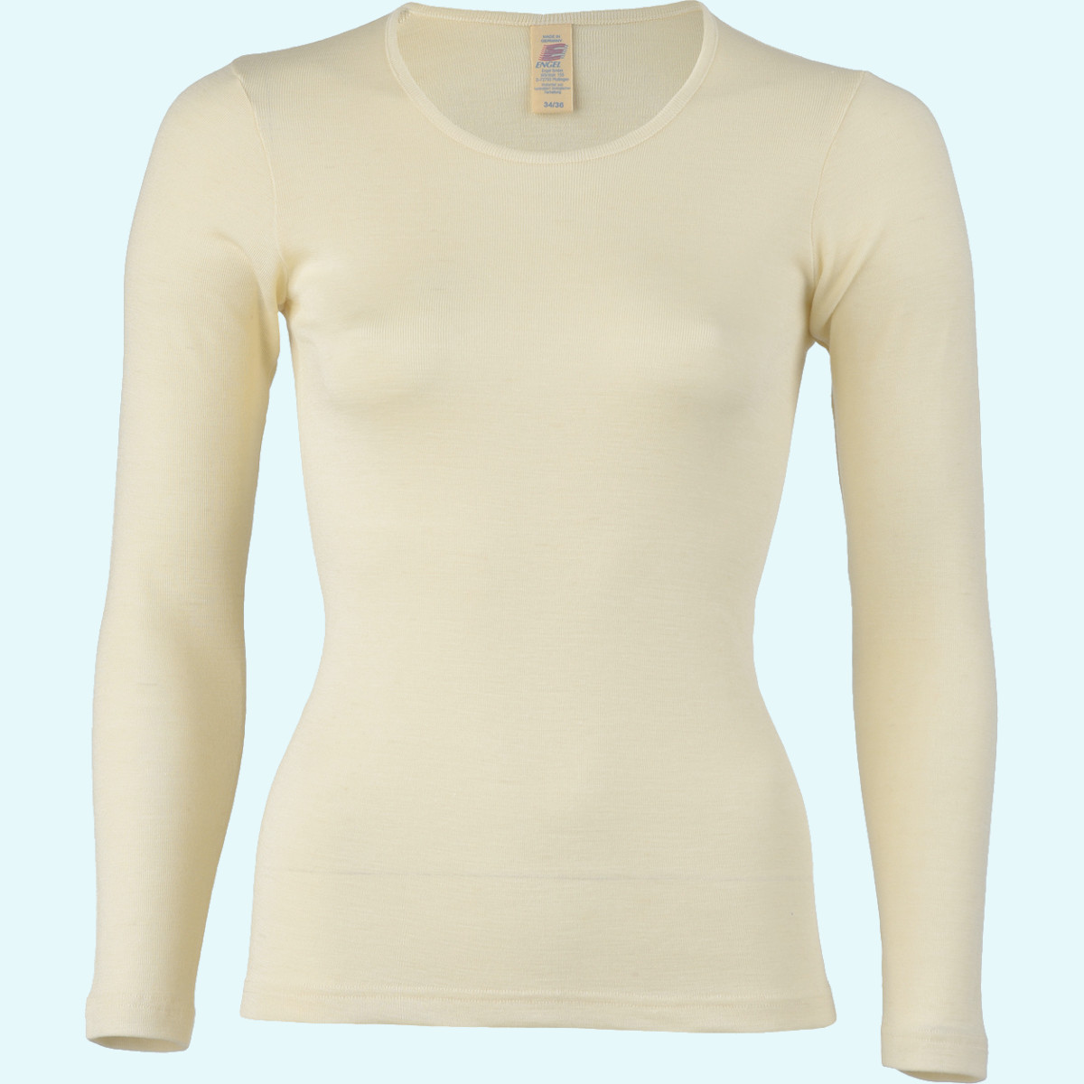 Damen Shirt langarm Wolle Seide farbig uni GOTS